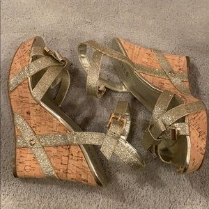 Guess Gold Glitter Wedges